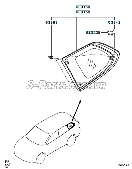 Kính cánh hông có mạ Mitsubishi Outlander 2017
