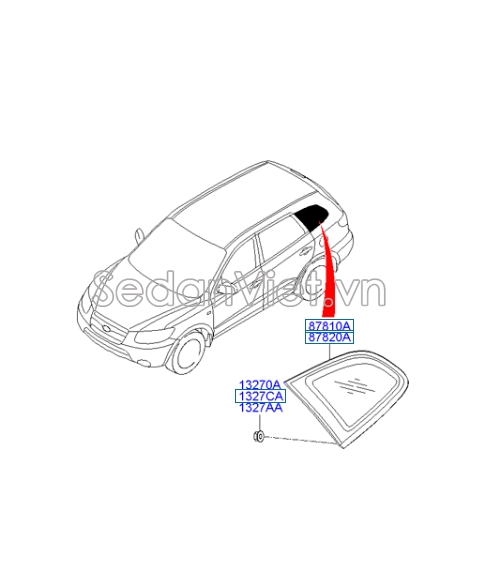 Kính chết hông Hyundai Santafe 2010-2012
