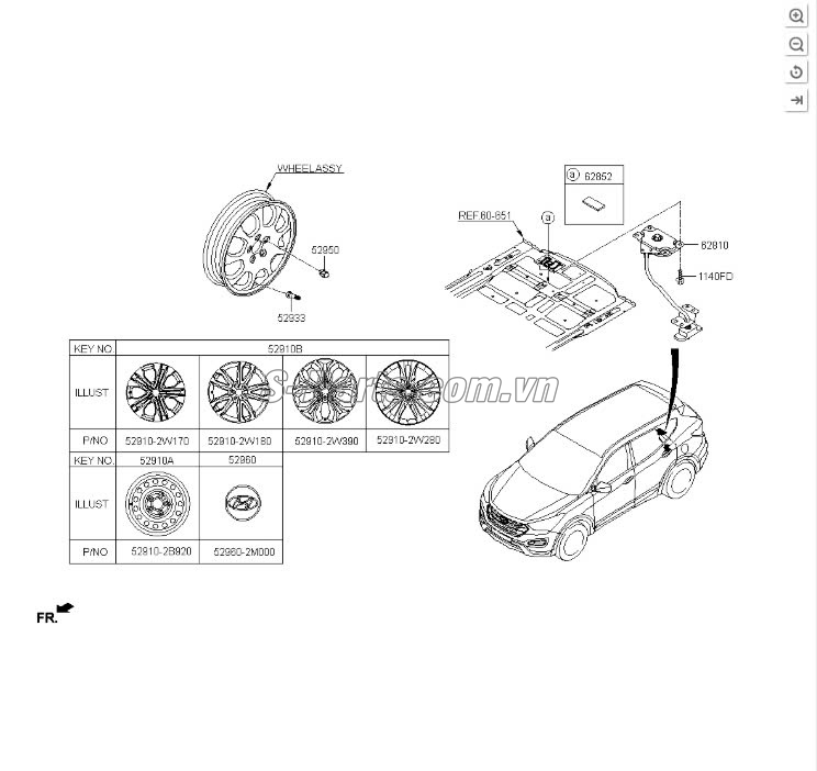 Cáp treo lốp dự phòng Hyundai Santafe 2013-2015