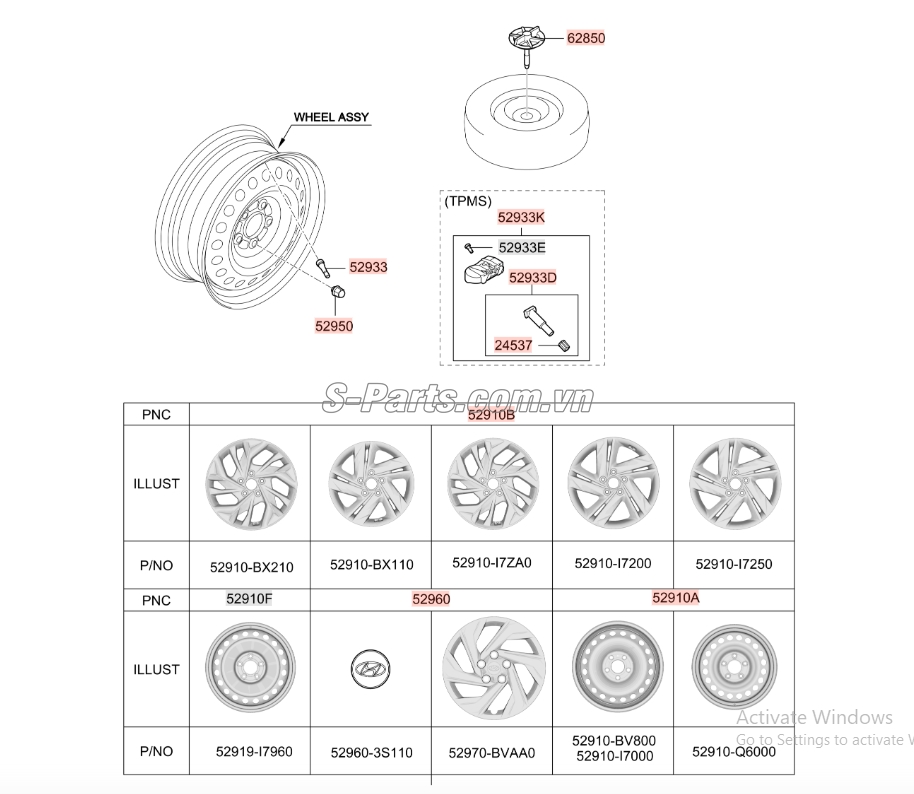 Ốp lazang màu đen Hyundai Santafe 2017