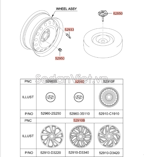 Ốp lazang màu đen Hyundai Santafe 2017