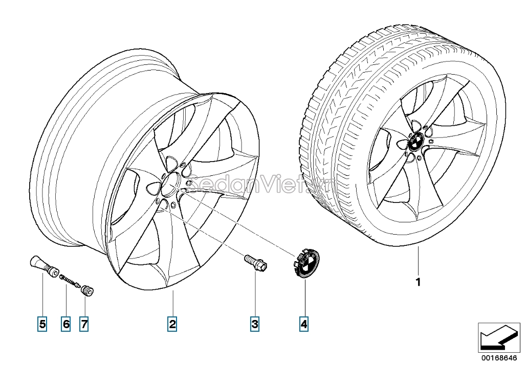 Van bơm hơi lốp xe BMW X6 2010-2012