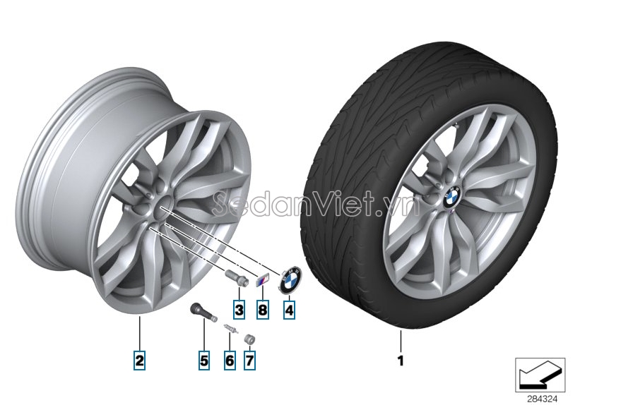 Van bơm hơi lốp xe BMW X6 2010-2012