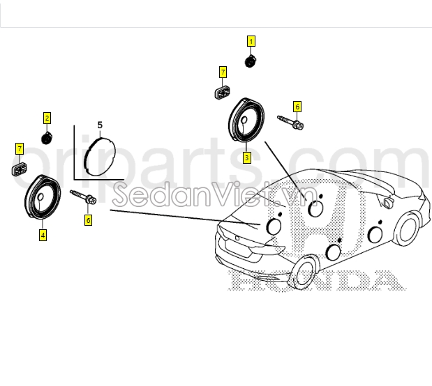 Loa cửa trước Honda City 2017