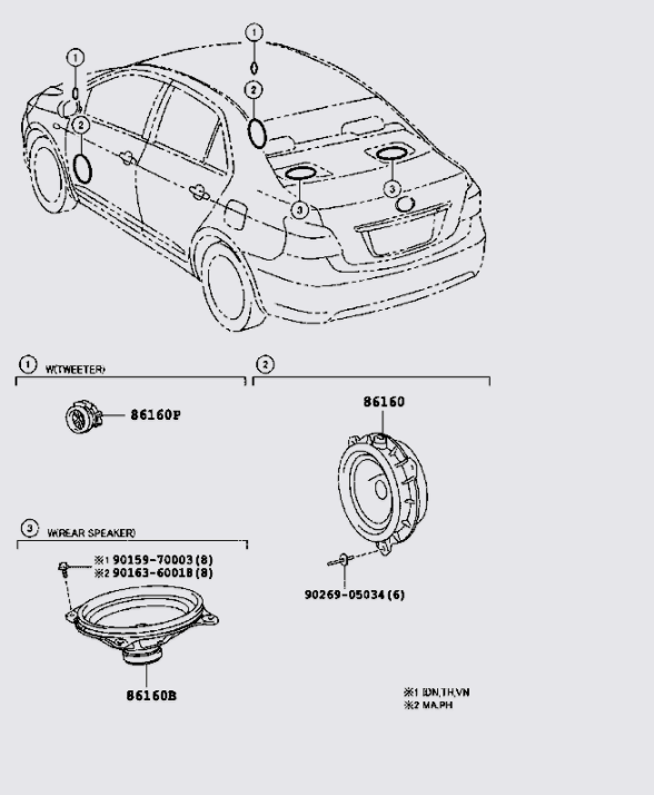 Loa cánh cửa Toyota Vios 2008-2013