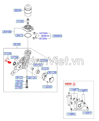 Bơm dầu động cơ Hyundai Santafe 2010-2012