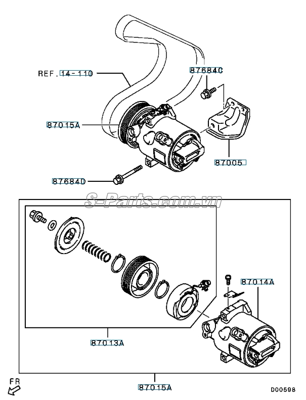 Lốc điều hòa Mitsubishi Attrage 2014