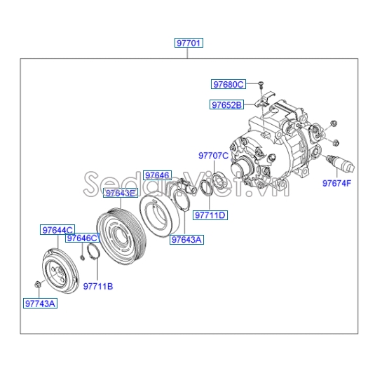 Lốc điều hòa Hyundai Santafe 2010-2012