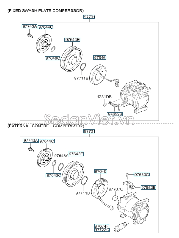 Lốc điều hòa Có van điện KIA Morning 2015