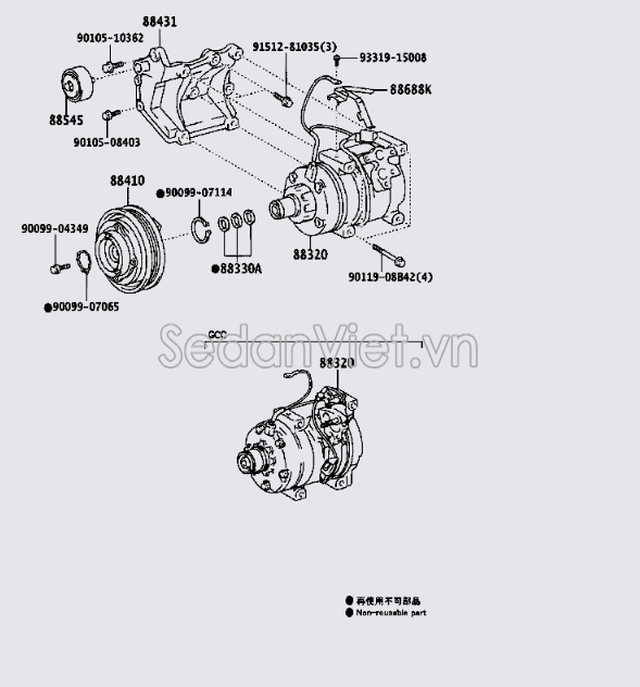 Puly lốc điều hòa Toyota Land Cruiser Prado 2009-2013