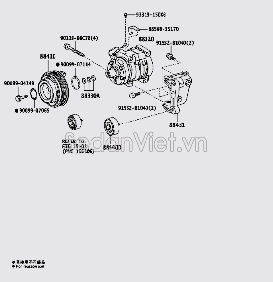 Lốc điều hòa Toyota Hiace 2007-2014