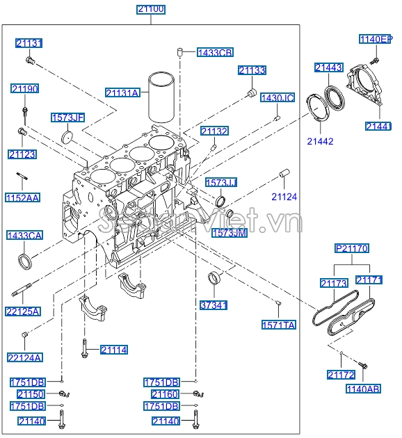 Xi lanh động cơ Hyundai Porter 2 2006-2012