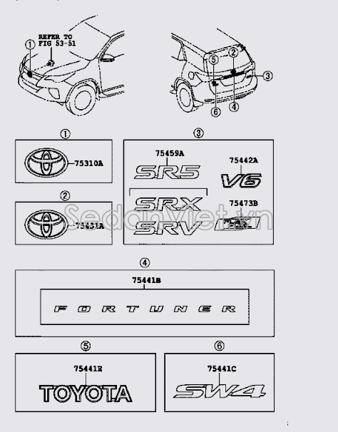 Logo ca lăng Toyota Fortuner TRD 2019