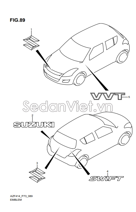 Logo cốp hậu Suzuki Swift 2013-2017