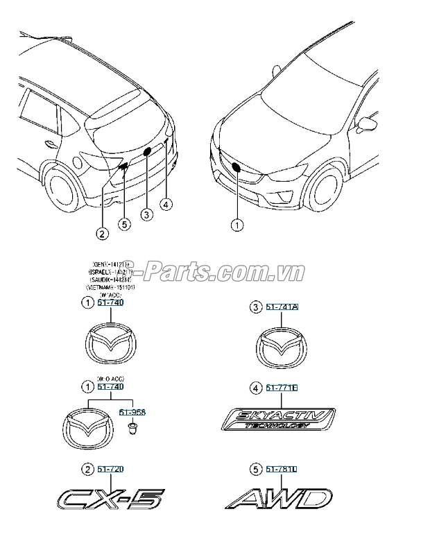 Lo go cản trước Mazda CX-5 2012-2015