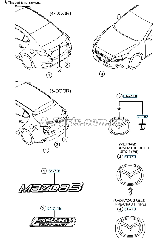 Logo cản trước Mazda 3 2013-2016