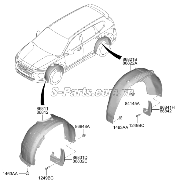 Lòng dè chắn bùn Hyundai Santafe 2019