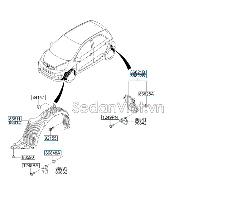 Lòng dè chắn bùn KIA Morning Si 2015