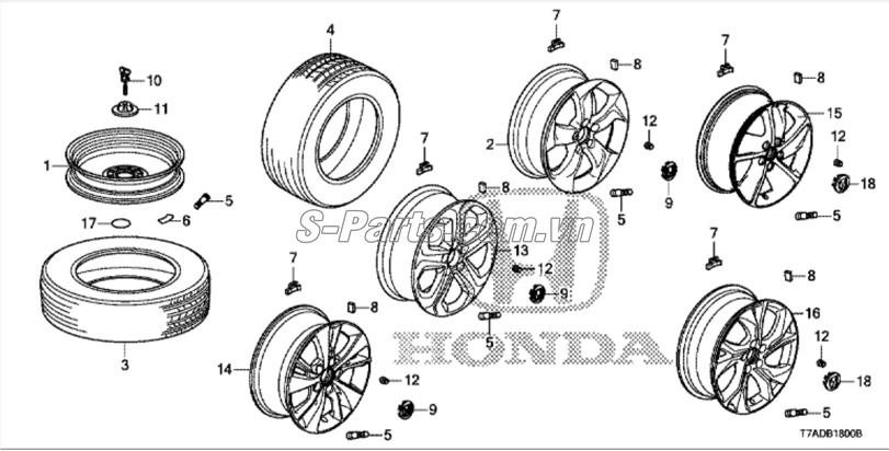 Van bơm hơi lốp xe Honda City 2017-2020