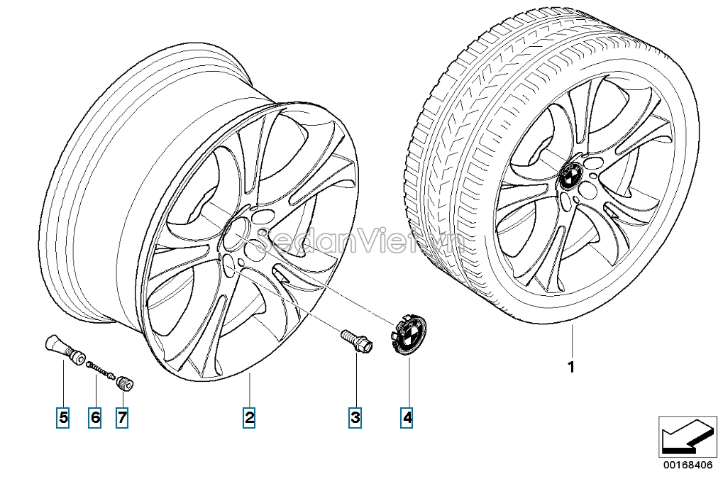 Van bơm hơi lốp xe BMW X6 2010-2012