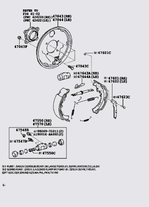 Xy lanh phanh sau Toyota Fortuner 2016