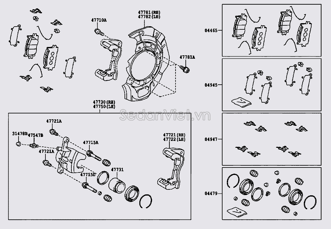 Tấm đệm chống ồn má phanh trước Toyota Camry 2007-2008