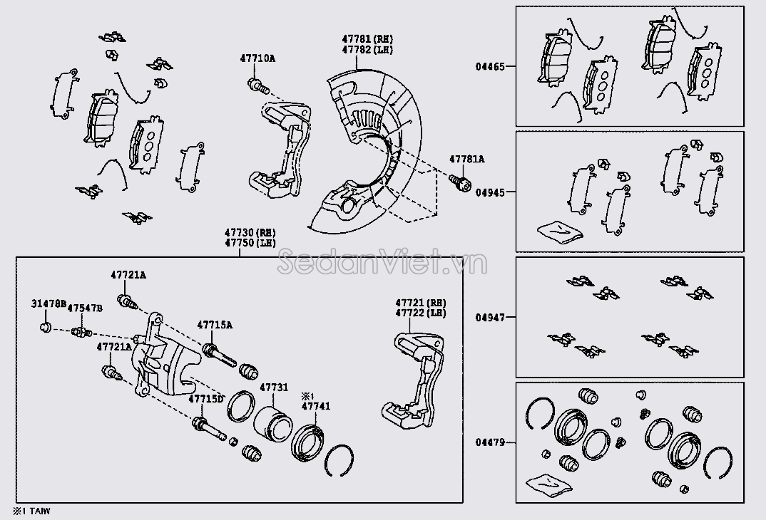 Tấm đệm chống ồn má phanh trước Toyota Camry 2007-2008