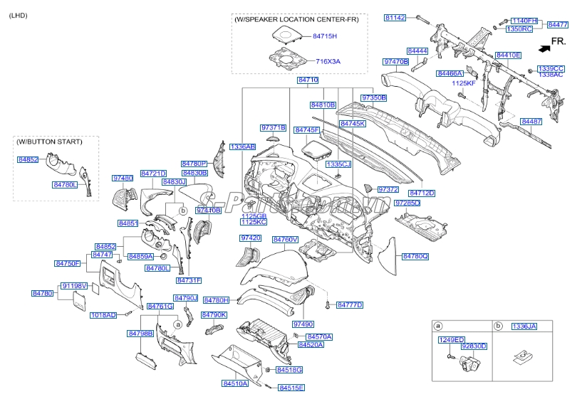 Cửa gió điều hòa trung tâm Hyundai Santafe 2013-2015