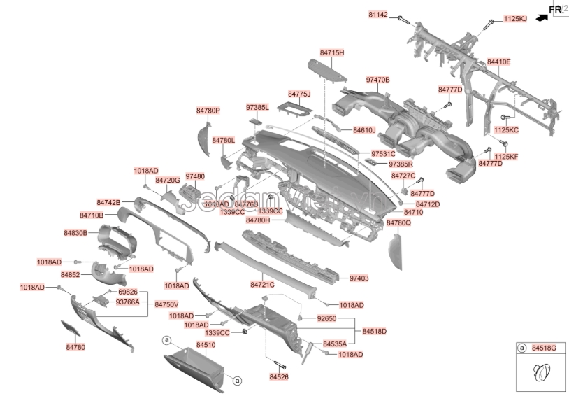 Giảm chấn hộp đựng đồ ghế phụ Hyundai Tucson 2019-2021