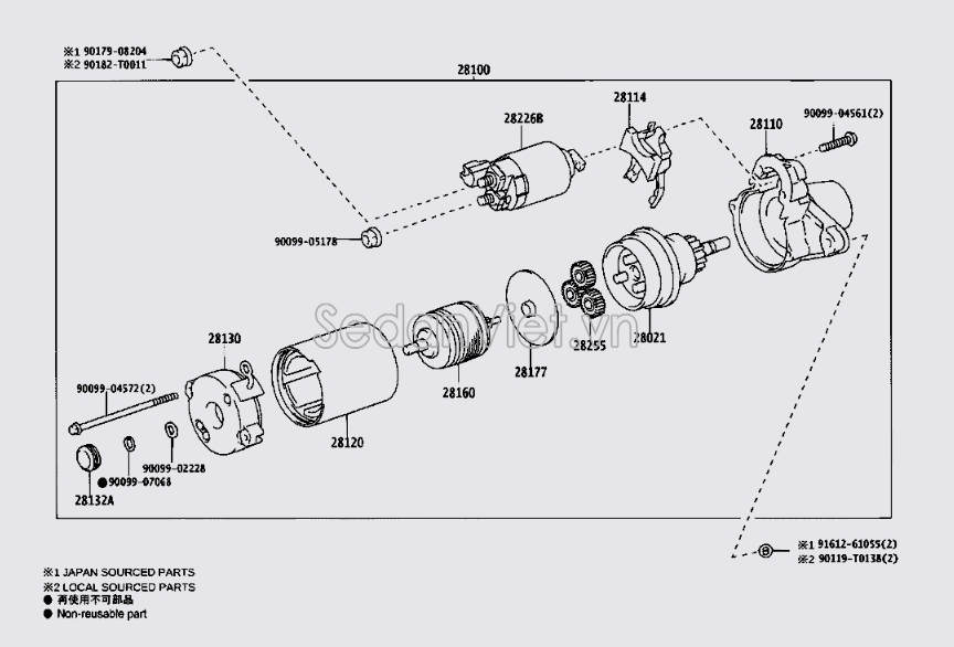 Rơ to máy đề Toyota Fortuner 2009-2012