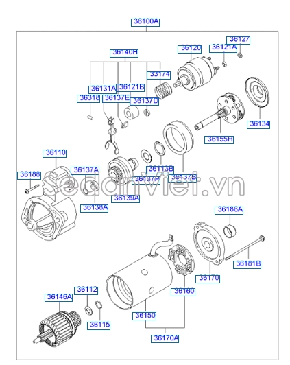 Máy đề khởi động Hyundai Starex 2014-2016
