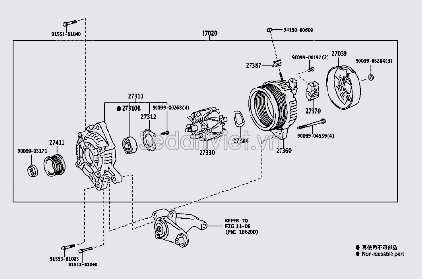 Chổi than máy phát Toyota Camry 2009-2012