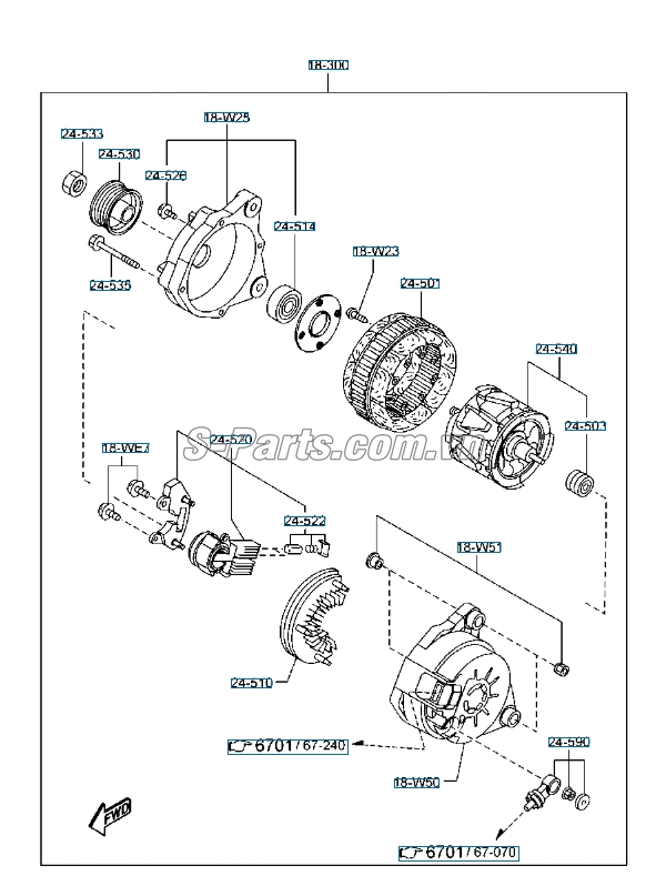 Puly máy phát Mazda 2 2015-2017