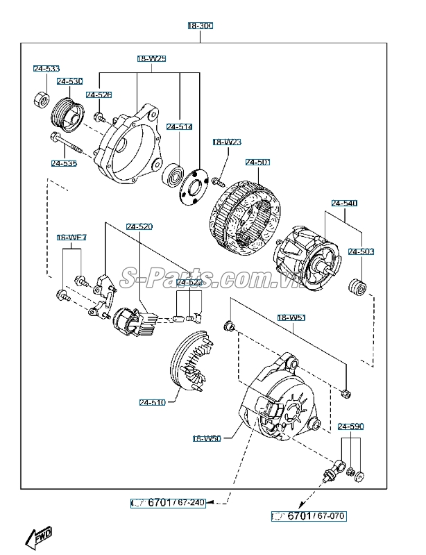 Puly máy phát Mazda 2 2015-2017