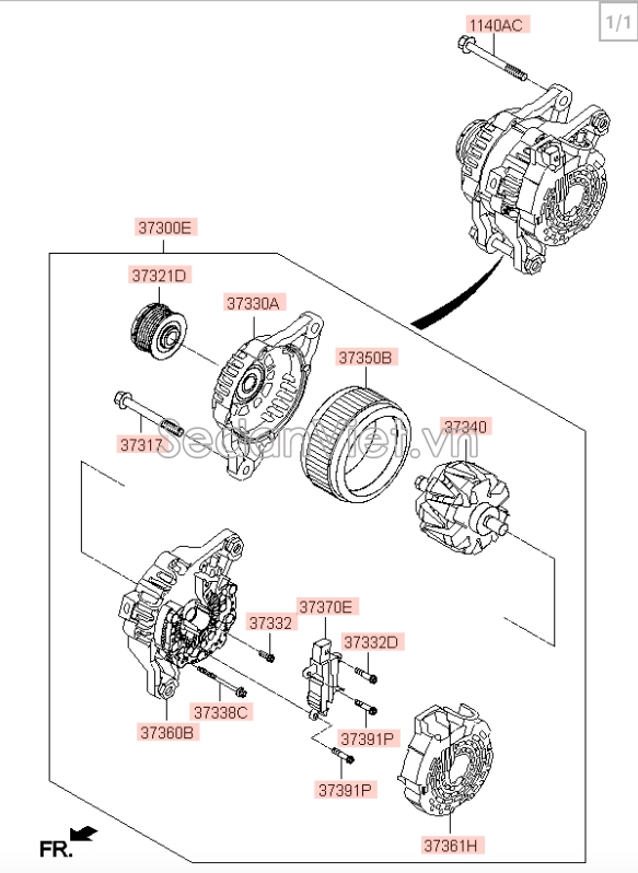 Puly máy phát KIA Sedona 2014-2015