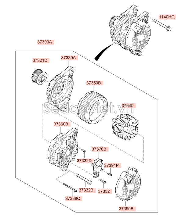Puly máy phát KIA Sedona 2014-2015