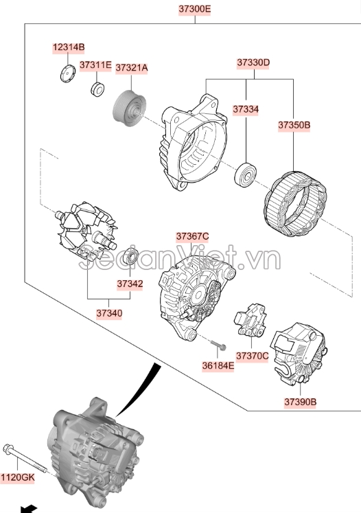Bạc đạn đầu máy phát KIA K3 2013-2016