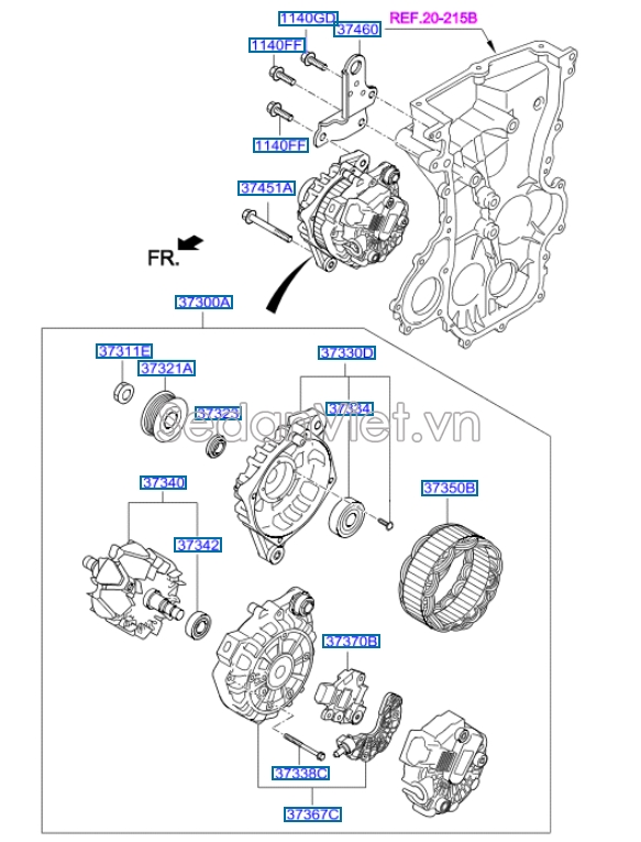 Bạc đạn đầu máy phát KIA K3 2013-2016