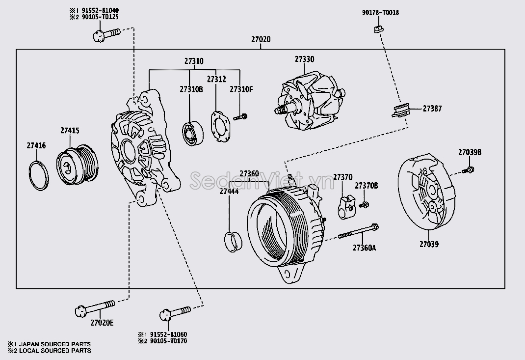 Roto máy phát điện Toyota Fortuner TRD 2019