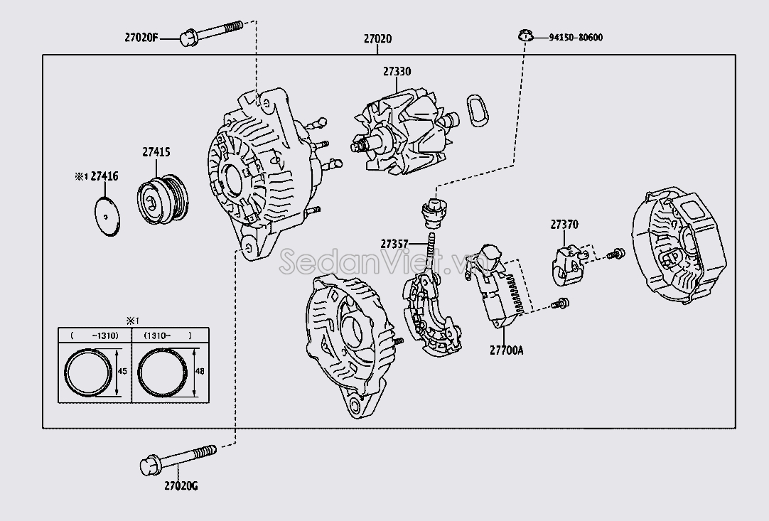 Puly máy phát điện Toyota Fortuner TRD 2019