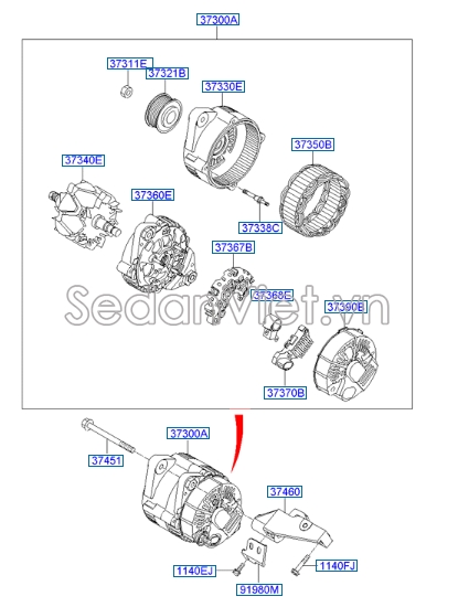 Rotor máy phát điện Hyundai Starex 2008-2013