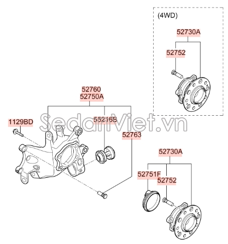 Ngõng moay ơ Hyundai Tucson 2015