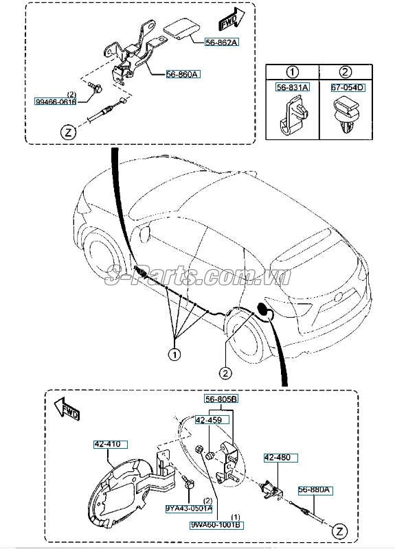 Nắp bình xăng ngoài Mazda CX-5 2012-2015