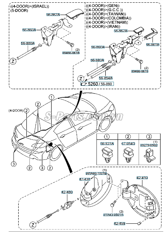 Chốt khóa nắp bình xăng ngoài Mazda CX-5 2012-2015