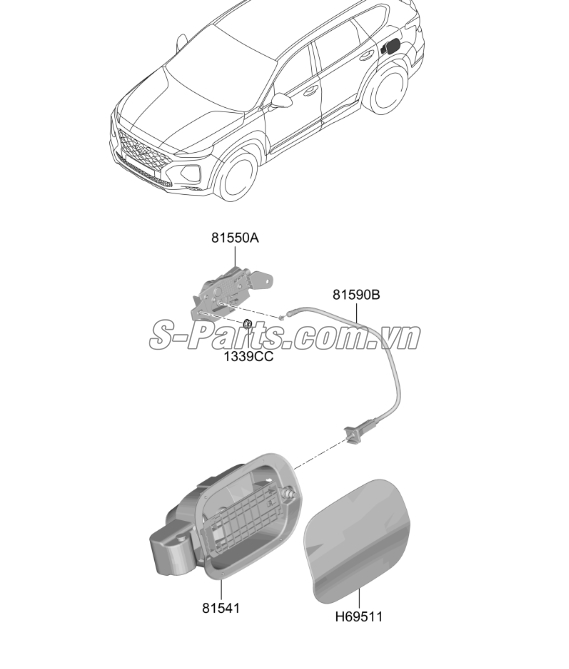 Nắp bình xăng Hyundai Santafe 2019