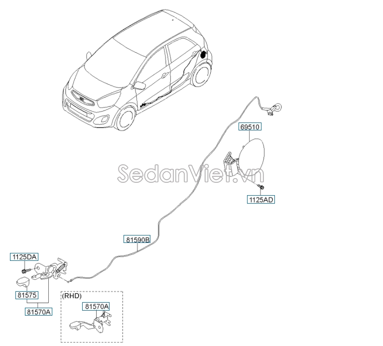 Nắp bình xăng ngoài KIA Morning 2012-2014