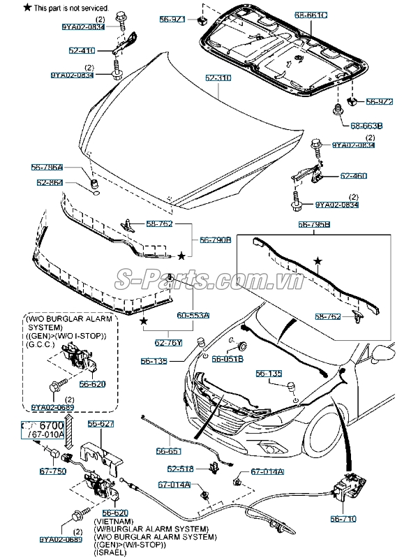 Chốt khóa nắp capo Mazda CX-5 2012-2015