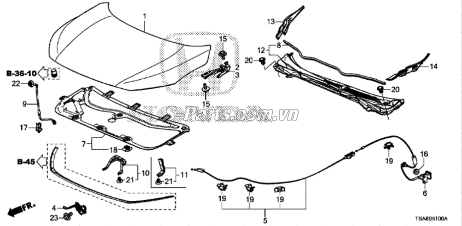 Bản lề capo Honda Civic 2017