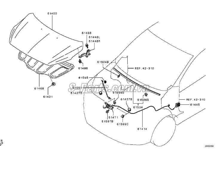 Bản lề nắp capo Mitsubishi Attrage 2014-2018