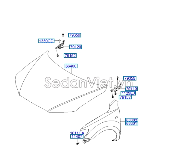Bản lề capo Hyundai Santafe 2010